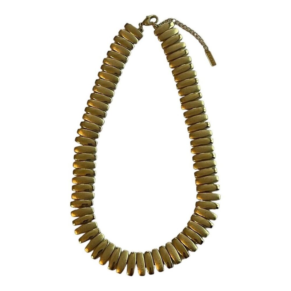 NAPIER Goldtone Choker Collar Necklace 2 in Extension Vintage Party Work READ